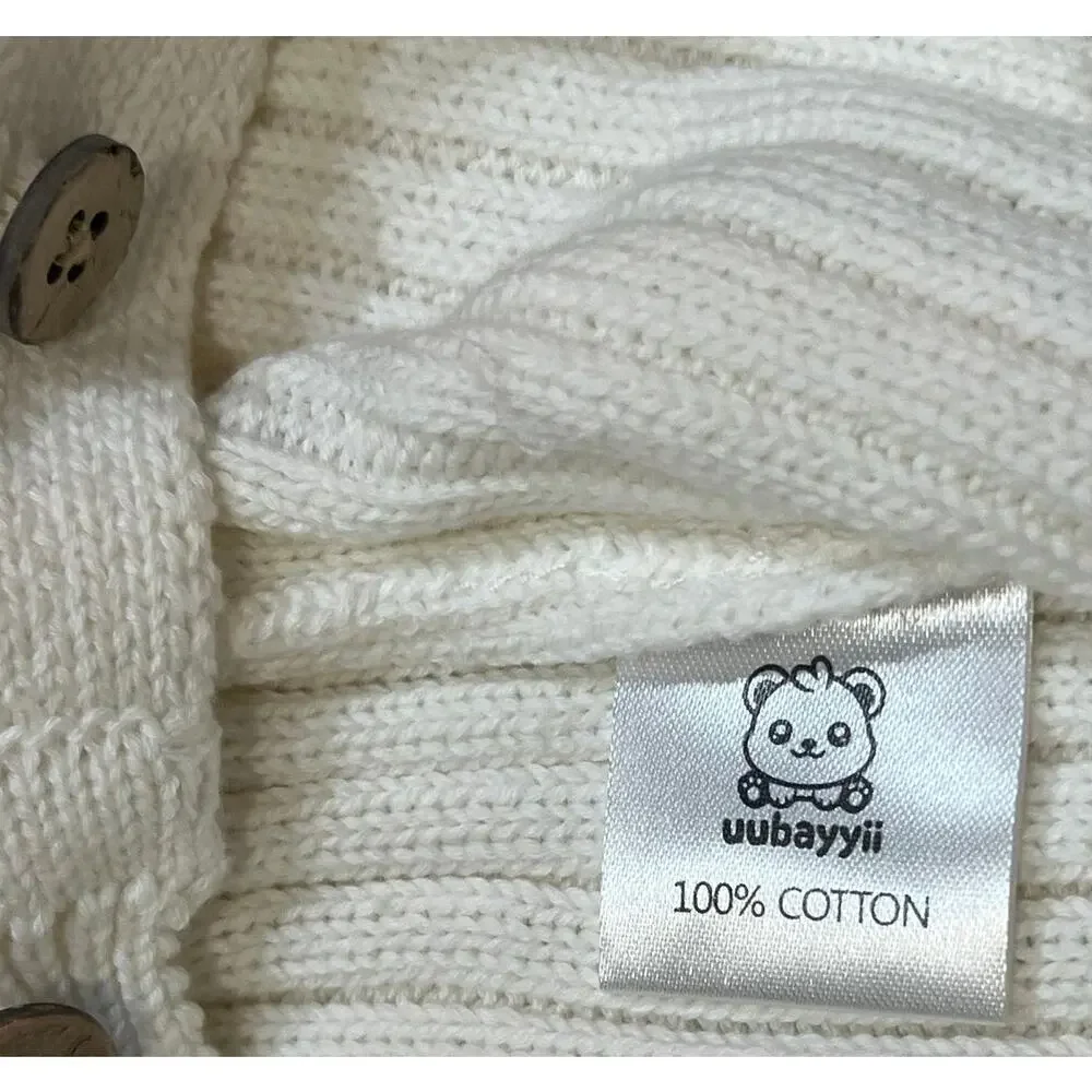 uubayyii Cream Colored Ribbed Knit Baby Romper Jumpsuit 6-12M NWT